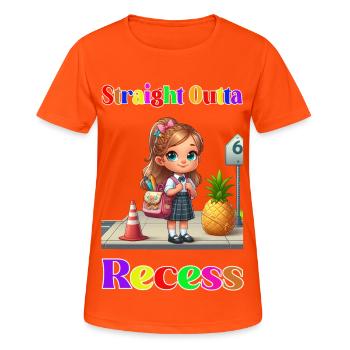 Évidement droit - T-shirt respirant Femme - orange néon - Devant - AI Model Female 172 dark (172cm)