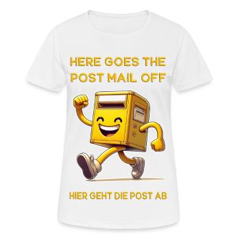 Voici le courrier postal. C’est là que va le courrier - T-shirt respirant Femme - blanc - Devant - AI Model Female 172 dark (172cm)