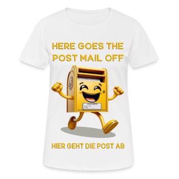 Voici le courrier postal. C’est là que va le courrier - T-shirt respirant Femme - blanc - Devant - AI Model Female 172 dark (172cm)