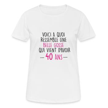 40 ans - femme - T-shirt respirant Femme - blanc - Devant - AI Model Female 172 dark (172cm)