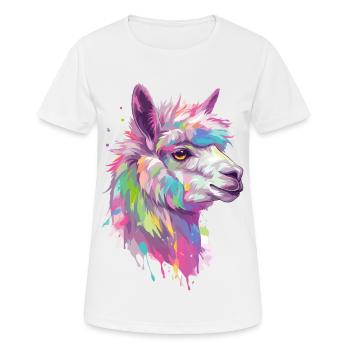 Alpaga Lama Nature animale Zoo Andes Inca Art coloré - T-shirt respirant Femme - blanc - Devant - AI Model Female 172 dark (172cm)
