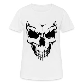 Schwarzweiss-Totenkopf - Frauen T-Shirt atmungsaktiv - Weiß - Vorne - AI Model Female 172 dark (172cm)