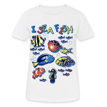 Je poisson de mer - T-shirt respirant Femme - blanc - Devant - AI Model Female 172 dark (172cm)