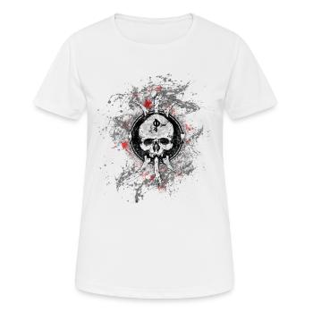 Gothic Death Skull Paint Splatter Art - Women's Breathable T-Shirt - white - Front - AI Model Female 172 dark (172cm)