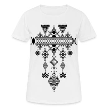 Motif berbère. format max - T-shirt respirant Femme - blanc - Devant - AI Model Female 172 dark (172cm)