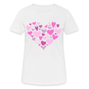 Coeur de cœur - T-shirt respirant Femme - blanc - Devant - AI Model Female 172 dark (172cm)