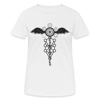 Winged Metatron Dna Platonic Solids - Women's Breathable T-Shirt - white - Front - AI Model Female 172 dark (172cm)