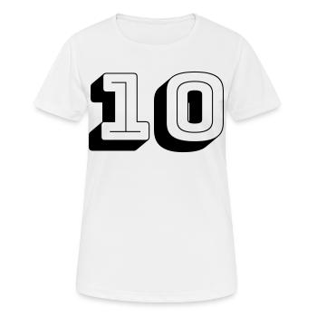 Trikotnummer - Zehn - Zahl - Frauen T-Shirt atmungsaktiv - Weiß - Vorne - AI Model Female 172 dark (172cm)