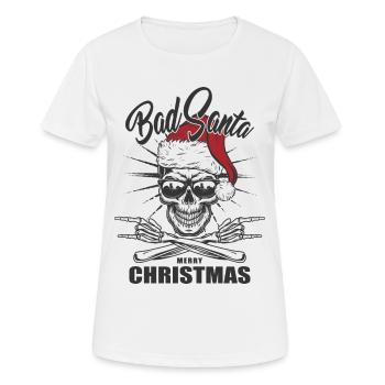 Bad Santa - Merry Christmas - Weihnachten - Frauen T-Shirt atmungsaktiv - Weiß - Vorne - AI Model Female 172 dark (172cm)