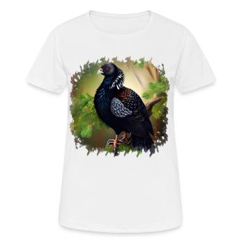The capercaillie lives in European forests - Women's Breathable T-Shirt - white - Front - AI Model Female 172 dark (172cm)