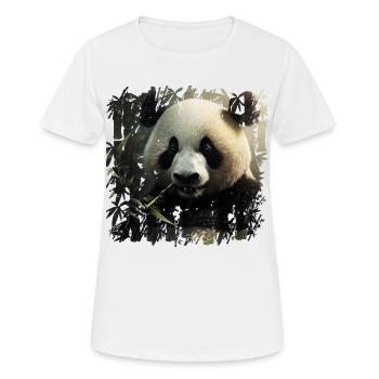 Schöner schwarz weißer Panda beim naschen - Frauen T-Shirt atmungsaktiv - Weiß - Vorne - AI Model Female 172 dark (172cm)