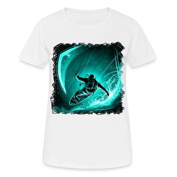 Le kitesurf demande de l’endurance et de l’habileté - T-shirt respirant Femme - blanc - Devant - AI Model Female 172 dark (172cm)