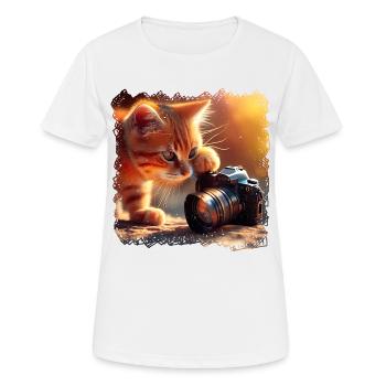 Libérez la créativité de votre chat - T-shirt respirant Femme - blanc - Devant - AI Model Female 172 dark (172cm)