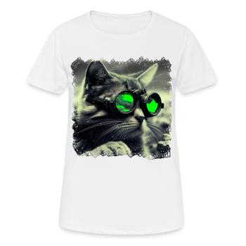 Katzen finden sich im Dunkeln zurecht - Frauen T-Shirt atmungsaktiv - Weiß - Vorne - AI Model Female 172 dark (172cm)