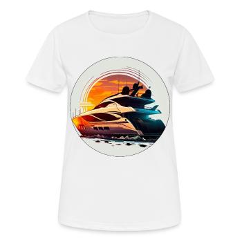 Avec le yacht pour la pêche et la baignade - T-shirt respirant Femme - blanc - Devant - AI Model Female 172 dark (172cm)