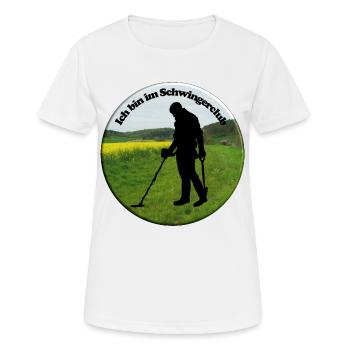 Der Detektor-Schwinger muss sich an Gesetze halten - Frauen T-Shirt atmungsaktiv - Weiß - Vorne - AI Model Female 172 dark (172cm)