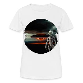 Où sont les preuves pour les ovnis et les extraterrestres - T-shirt respirant Femme - blanc - Devant - AI Model Female 172 dark (172cm)