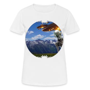 Ist das ein Beweis zu Ufos und Alien? - Frauen T-Shirt atmungsaktiv - Weiß - Vorne - AI Model Female 172 dark (172cm)