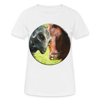 Der Beweis? - Alien in die Kamerafalle getappt! - Frauen T-Shirt atmungsaktiv - Weiß - Vorne - AI Model Female 172 dark (172cm)