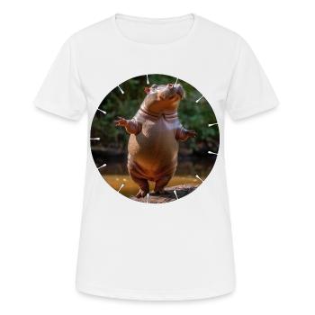 Un hippopotame ose danser - T-shirt respirant Femme - blanc - Devant - AI Model Female 172 dark (172cm)