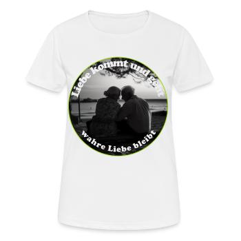 Liebe gehört zu einer erfüllten Beziehung - Frauen T-Shirt atmungsaktiv - Weiß - Vorne - AI Model Female 172 dark (172cm)