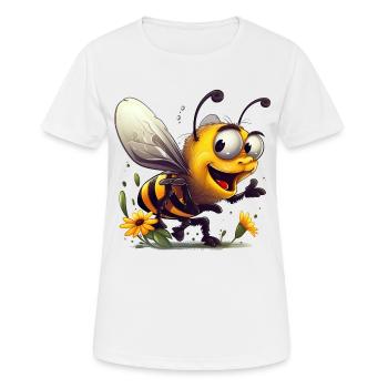 Funny honey bee collects flower nectar - Women's Breathable T-Shirt - white - Front - AI Model Female 172 dark (172cm)
