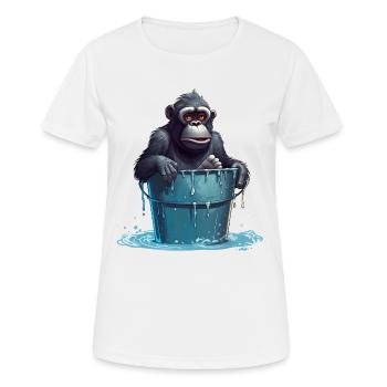 Monkey cooling off on hot summer day - Women's Breathable T-Shirt - white - Front - AI Model Female 172 dark (172cm)