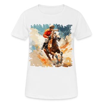 Chevaux dans les courses de galop et les courses de trot - T-shirt respirant Femme - blanc - Devant - AI Model Female 172 dark (172cm)