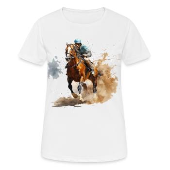 Die Ausdauer der Pferde ist epochal für den Erfolg - Frauen T-Shirt atmungsaktiv - Weiß - Vorne - AI Model Female 172 dark (172cm)