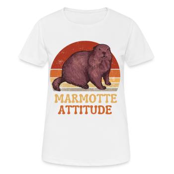 MARMOTTE ATTITUDE - T-shirt respirant Femme - blanc - Devant - AI Model Female 172 dark (172cm)