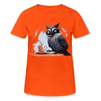 Der Koffein-Eindringling - Frauen T-Shirt atmungsaktiv - Neonorange - Vorne - AI Model Female 172 dark (172cm)