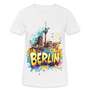 Berlin Skyline TV Tower Allemagne Ville Coloré - T-shirt respirant Femme - blanc - Devant - AI Model Female 172 dark (172cm)