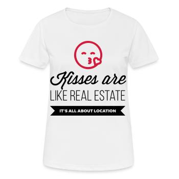 Kisses are like real estate. Location, location, - Women's Breathable T-Shirt - white - Front - AI Model Female 172 dark (172cm)