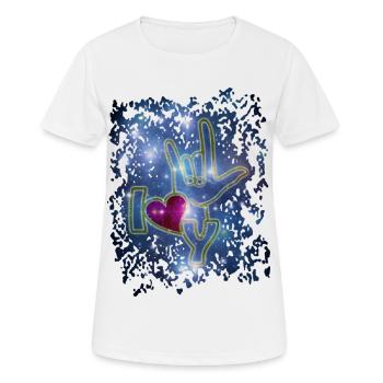 I LOVE YOU - sign language / sign language - Women's Breathable T-Shirt - white - Front - AI Model Female 172 dark (172cm)