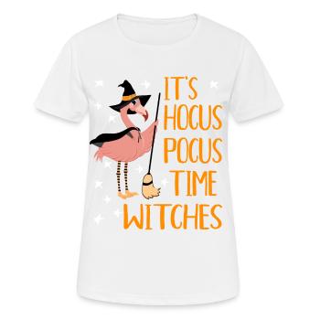 It's Hocus Pocus Time Witches Funny Flamingo - Frauen T-Shirt atmungsaktiv - Weiß - Vorne - AI Model Female 172 dark (172cm)