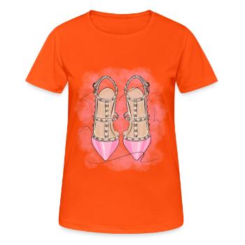 Sexy high heels - Women's Breathable T-Shirt - neon orange - Front - AI Model Female 172 dark (172cm)