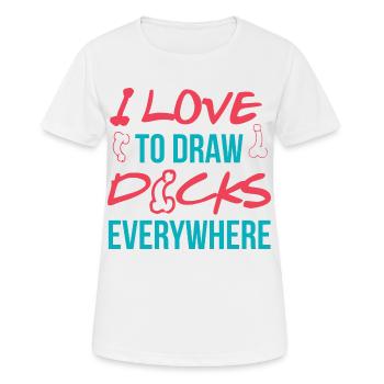 J'aime dessiner des bites partout - T-shirt respirant Femme - blanc - Devant - AI Model Female 172 dark (172cm)