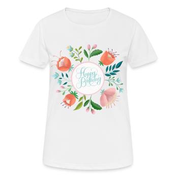 Happy Birthday - Frauen T-Shirt atmungsaktiv - Weiß - Vorne - AI Model Female 172 dark (172cm)