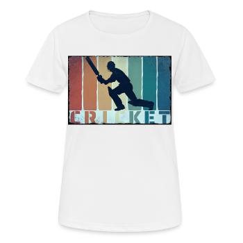 CRICKET - CRICKET PLAYER - CRICKET SPORT - Frauen T-Shirt atmungsaktiv - Weiß - Vorne - AI Model Female 172 dark (172cm)