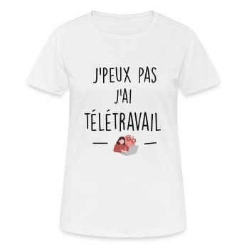 télétravail - T-shirt respirant Femme - blanc - Devant - AI Model Female 172 dark (172cm)
