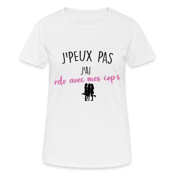 j'peux pas j'ai rdv avec mes cop's - T-shirt respirant Femme - blanc - Devant - AI Model Female 172 dark (172cm)
