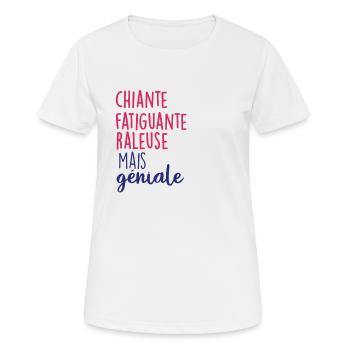 chiante fatiguante mais geniale - T-shirt respirant Femme - blanc - Devant - AI Model Female 172 dark (172cm)
