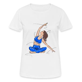 Sexy Fitness Frau Stretching Yoga Pilates - Frauen T-Shirt atmungsaktiv - Weiß - Vorne - AI Model Female 172 dark (172cm)