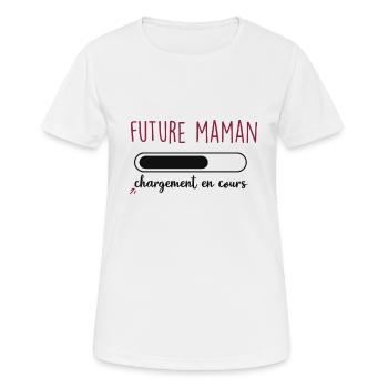 future maman enregistrement en cours - T-shirt respirant Femme - blanc - Devant - AI Model Female 172 dark (172cm)