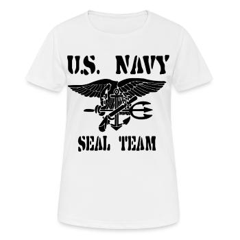 Navy Seals militaire, logo de l’équipe, Us Marine, Cadeau - T-shirt respirant Femme - blanc - Devant - AI Model Female 172 dark (172cm)