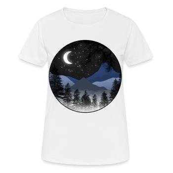 Sterne Mond Wald Berge Nacht Nebel Halbmond Natur - Frauen T-Shirt atmungsaktiv - Weiß - Vorne - AI Model Female 172 dark (172cm)