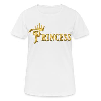 PRINCESS SHRIFTZUG MIT GOLDENER KRONE - Frauen T-Shirt atmungsaktiv - Weiß - Vorne - AI Model Female 172 dark (172cm)