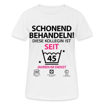 45 jähriges Arbeit Jubiläum für Kollegin - Frauen T-Shirt atmungsaktiv - Weiß - Vorne - AI Model Female 172 dark (172cm)