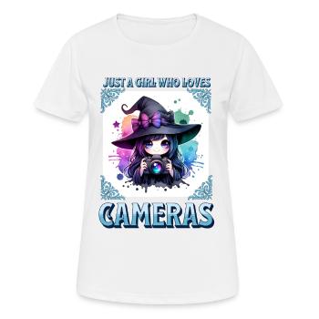 Juste une fille qui aime les appareils photo - Mignonne sorcière de dessin animé - T-shirt respirant Femme - blanc - Devant - AI Model Female 172 dark (172cm)