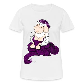 Knitting Sheep - Strickendes Schaf - Frauen T-Shirt atmungsaktiv - Weiß - Vorne - AI Model Female 172 dark (172cm)